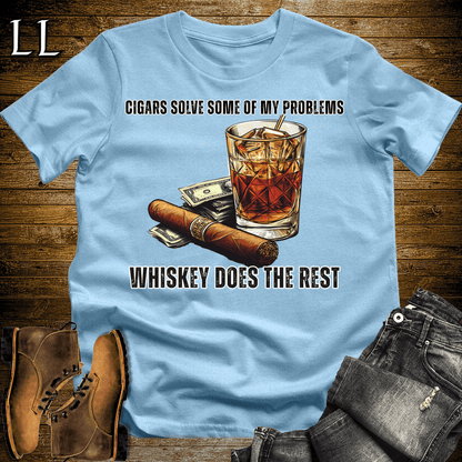 Cigars Solve Some Problems Softstyle T-Shirt Light Blue | Funny Cigar Gift