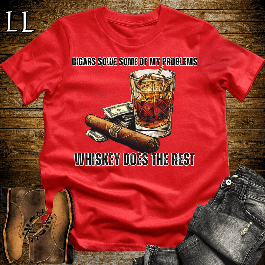 Cigars Solve Some Problems Softstyle T-Shirt Red | Funny Cigar Gift