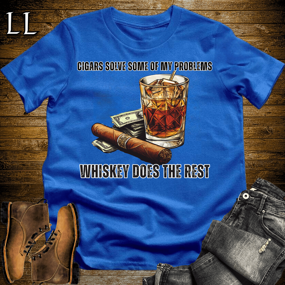 Cigars Solve Some Problems Softstyle T-Shirt Royal Blue | Funny Cigar Gift