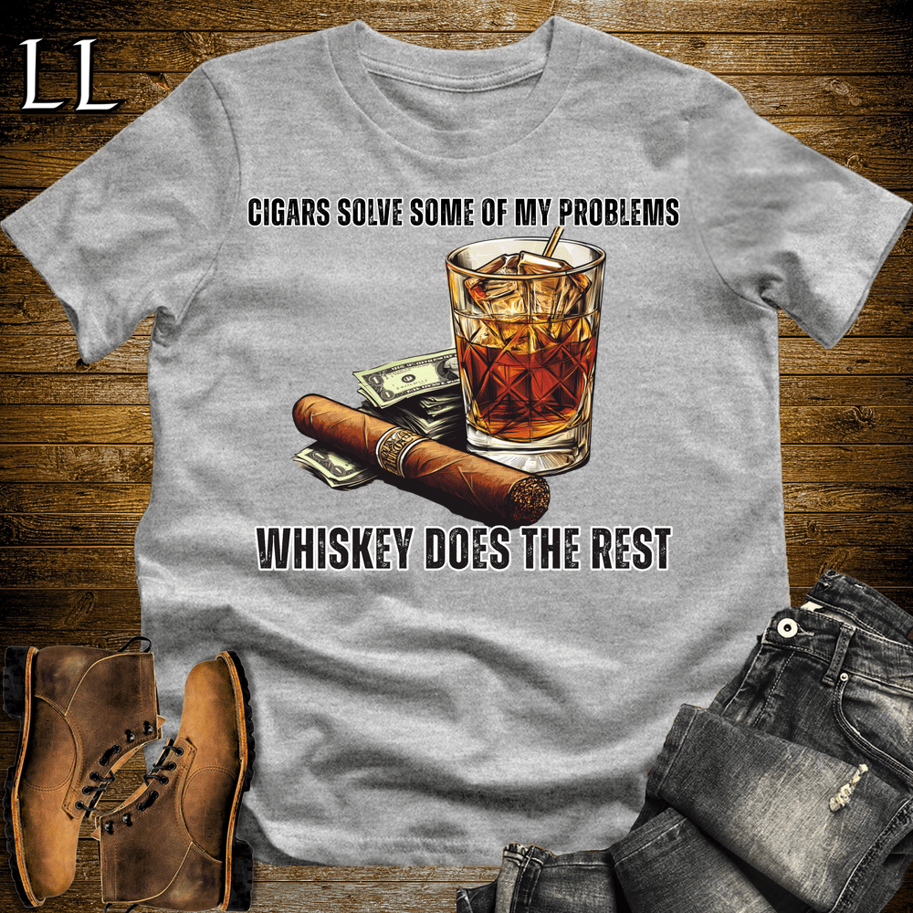 Cigars Solve Some Problems Softstyle T-Shirt Sport Grey | Funny Cigar Gift