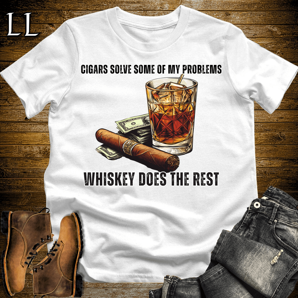 Cigars Solve Some Problems Softstyle T-Shirt White | Funny Cigar Gift