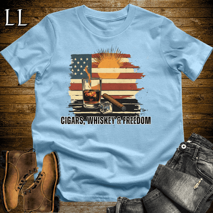 Cigars Whiskey Freedom Shirt Light Blue | Cigar Lover Tee