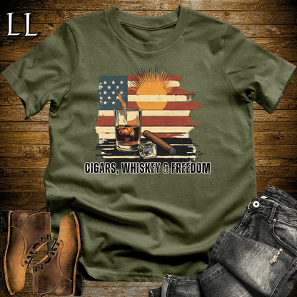 Cigars Whiskey Freedom Shirt Military Green | Cigar Lover Tee