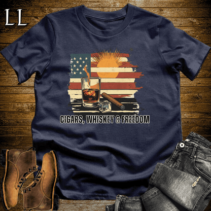 Cigars Whiskey Freedom Shirt Navy | Cigar Lover Tee