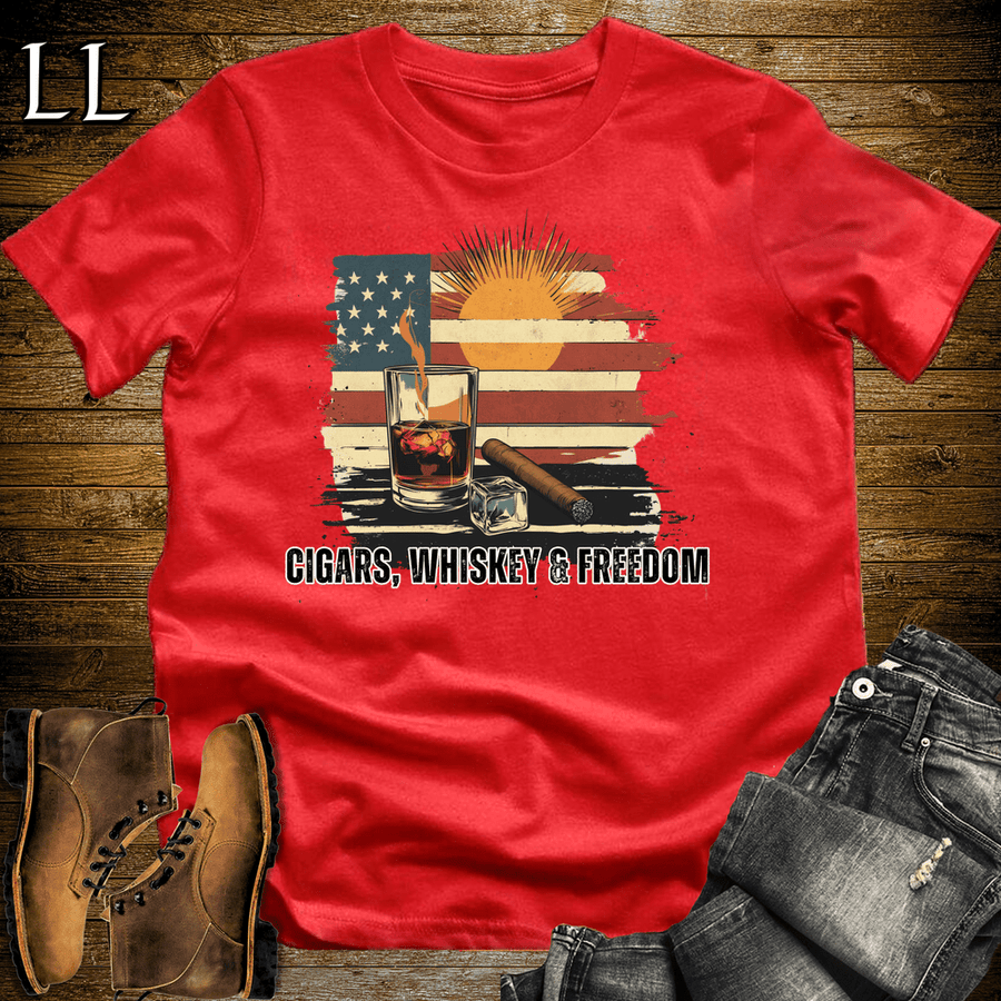 Cigars Whiskey Freedom Shirt Red | Cigar Lover Tee
