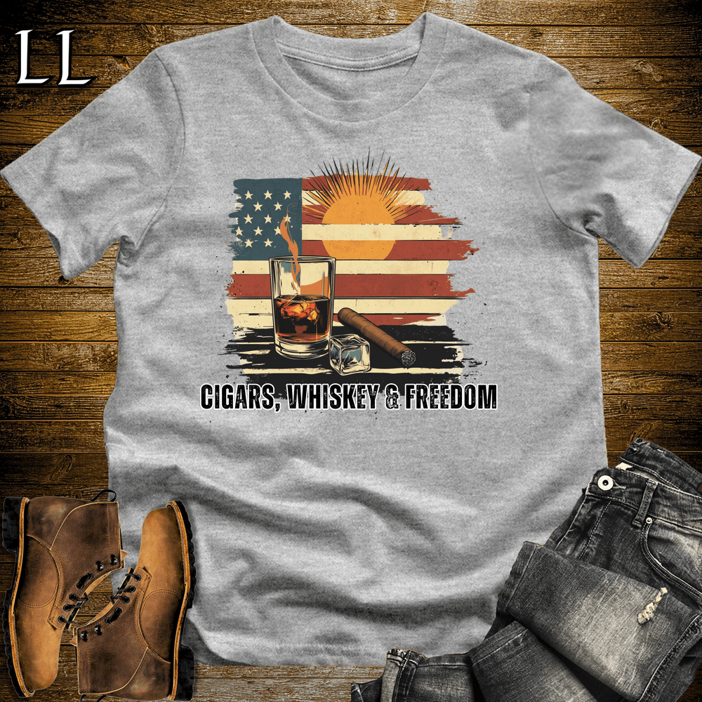Cigars Whiskey Freedom Shirt Sport Grey | Cigar Lover Tee