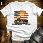 Cigars Whiskey Freedom Shirt White | Cigar Lover Tee