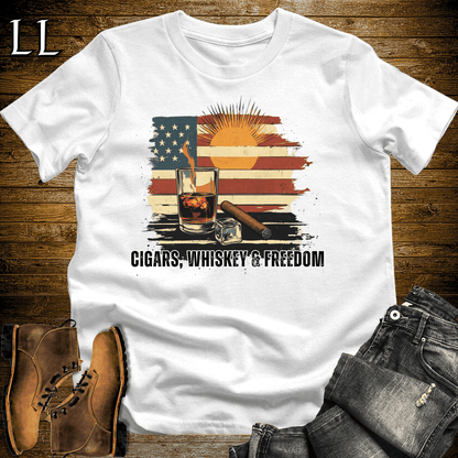 Cigars Whiskey Freedom Shirt White | Cigar Lover Tee