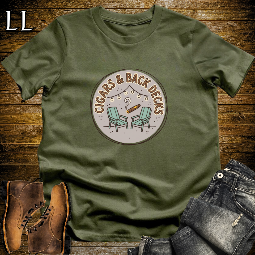 Cigars and Back Decks T-Shirt Military Green | Backyard Cigar Shirt