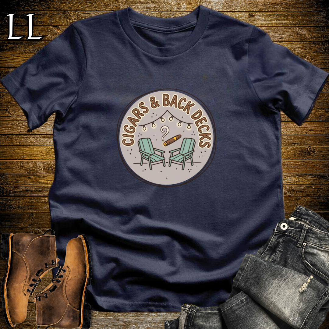 Cigars and Back Decks T-Shirt Navy | Backyard Cigar Shirt