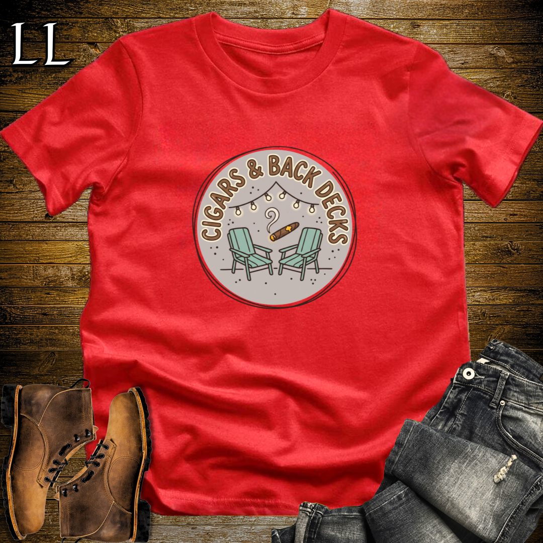 Cigars and Back Decks T-Shirt Red | Backyard Cigar Shirt