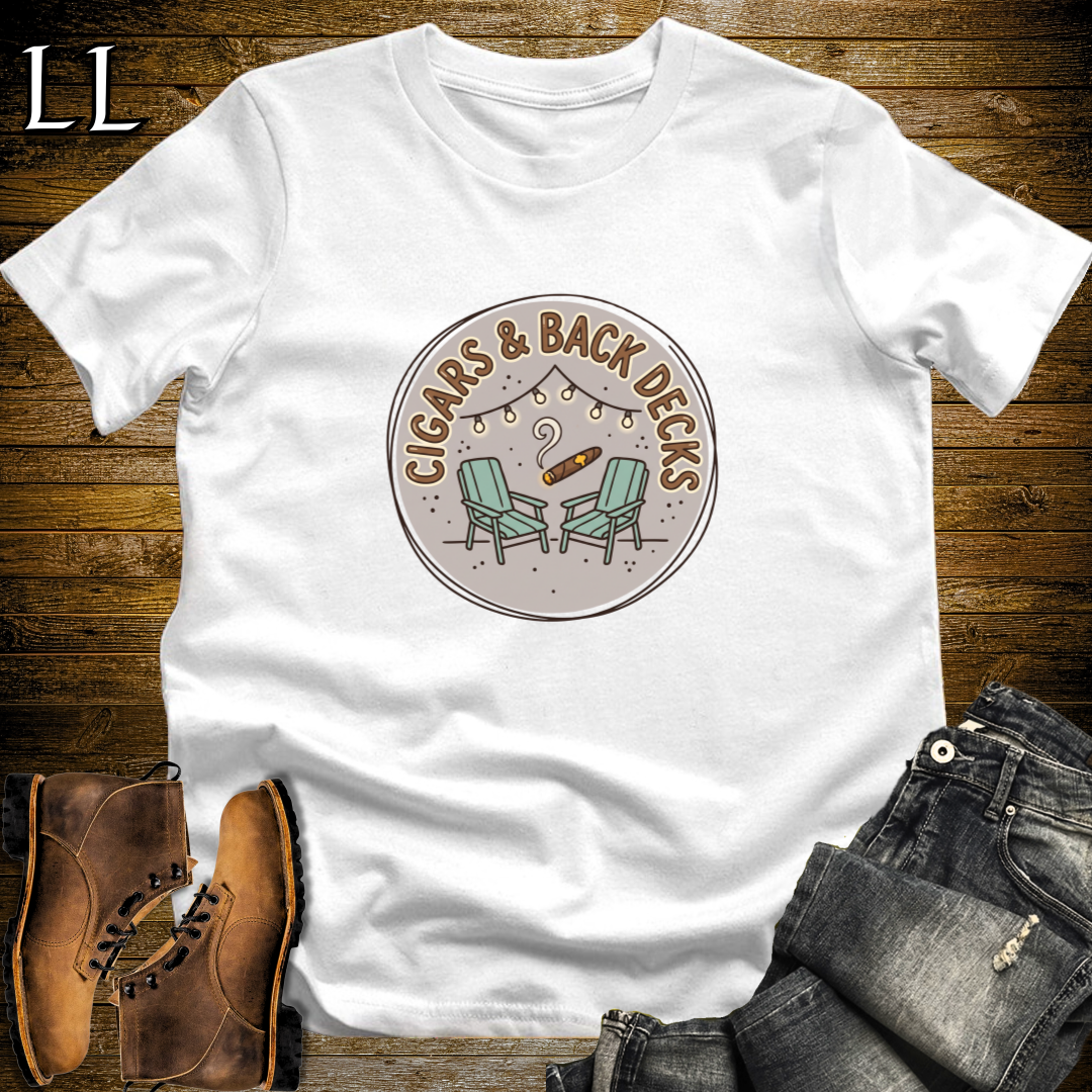 Cigars and Back Decks T-Shirt White | Backyard Cigar Shirt