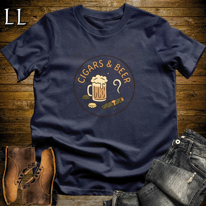 Cigars and Beer T-Shirt Navy | Cigar Beer Pairing Tee