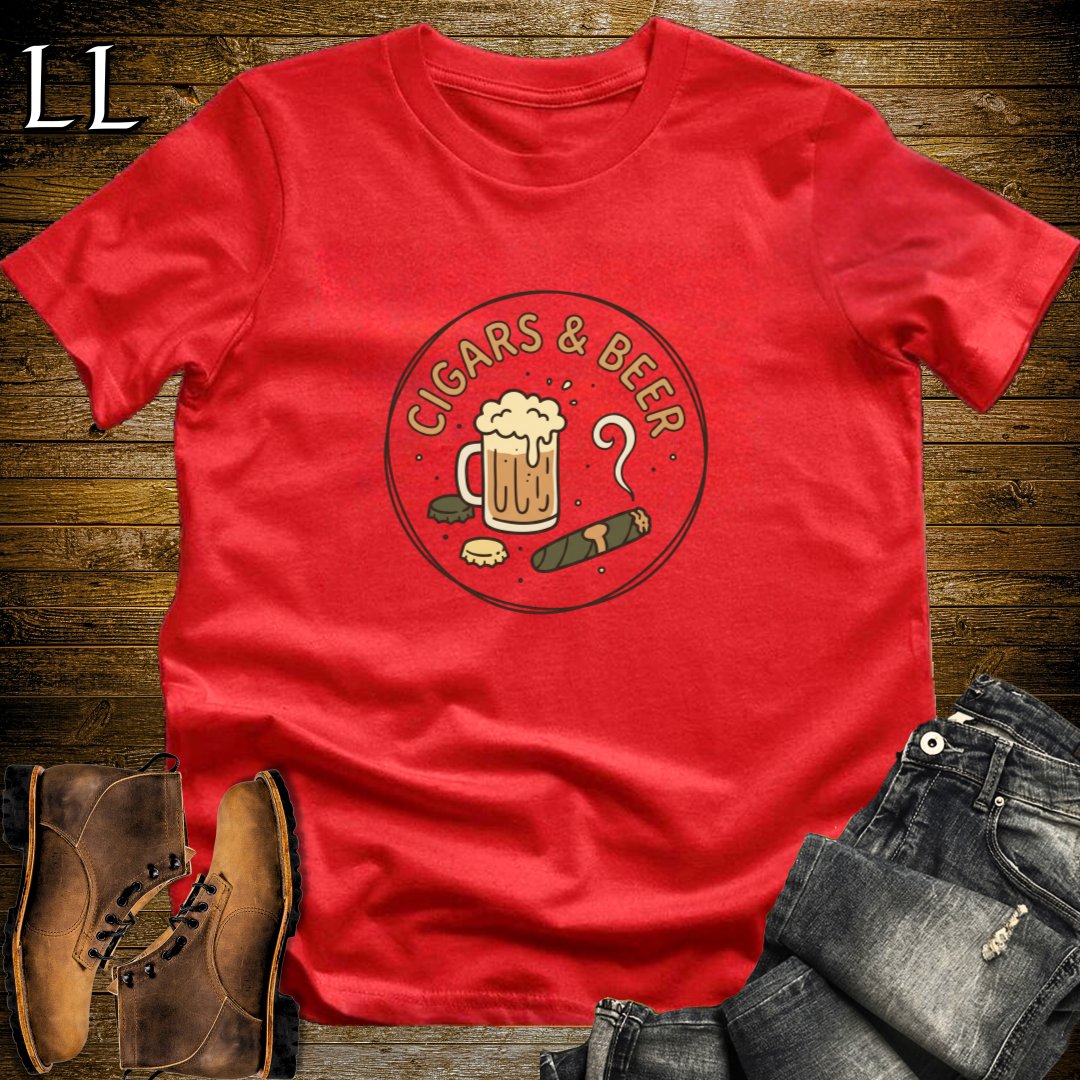 Cigars and Beer T-Shirt Red | Cigar Beer Pairing Tee