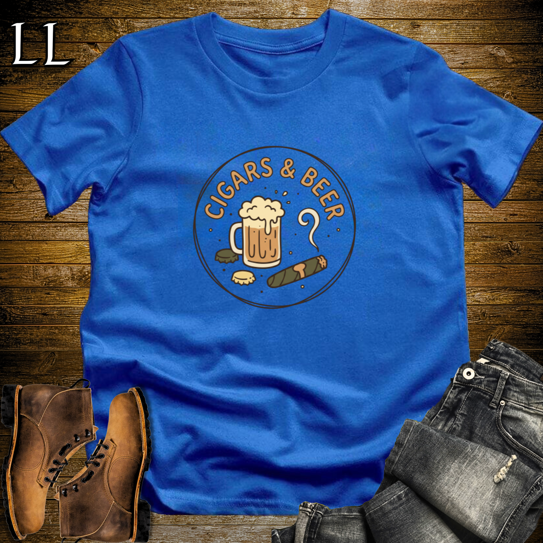Cigars and Beer T-Shirt Royal Blue | Cigar Beer Pairing Tee