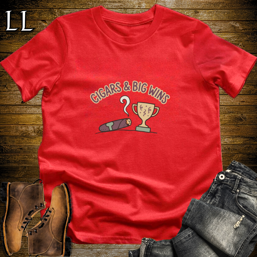 Cigars and Big Wins T-Shirt Red | Celebration Cigar Gift Tee