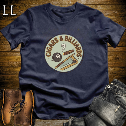 Cigars and Billiards T-Shirt Navy | Cigar and Billiards Pool Player Tee