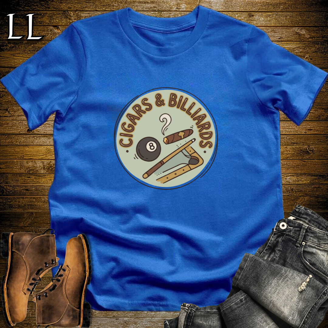Cigars and Billiards T-Shirt Royal Blue | Cigar and Billiards Pool Player Tee