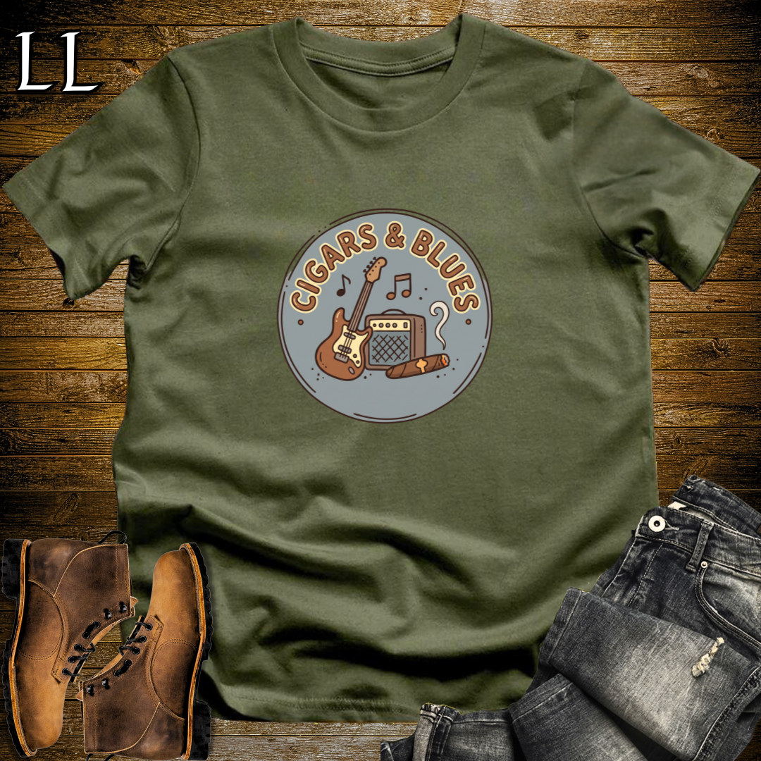 Cigars and Blues T-Shirt Military Green | Blues Lover Cigar Shirt