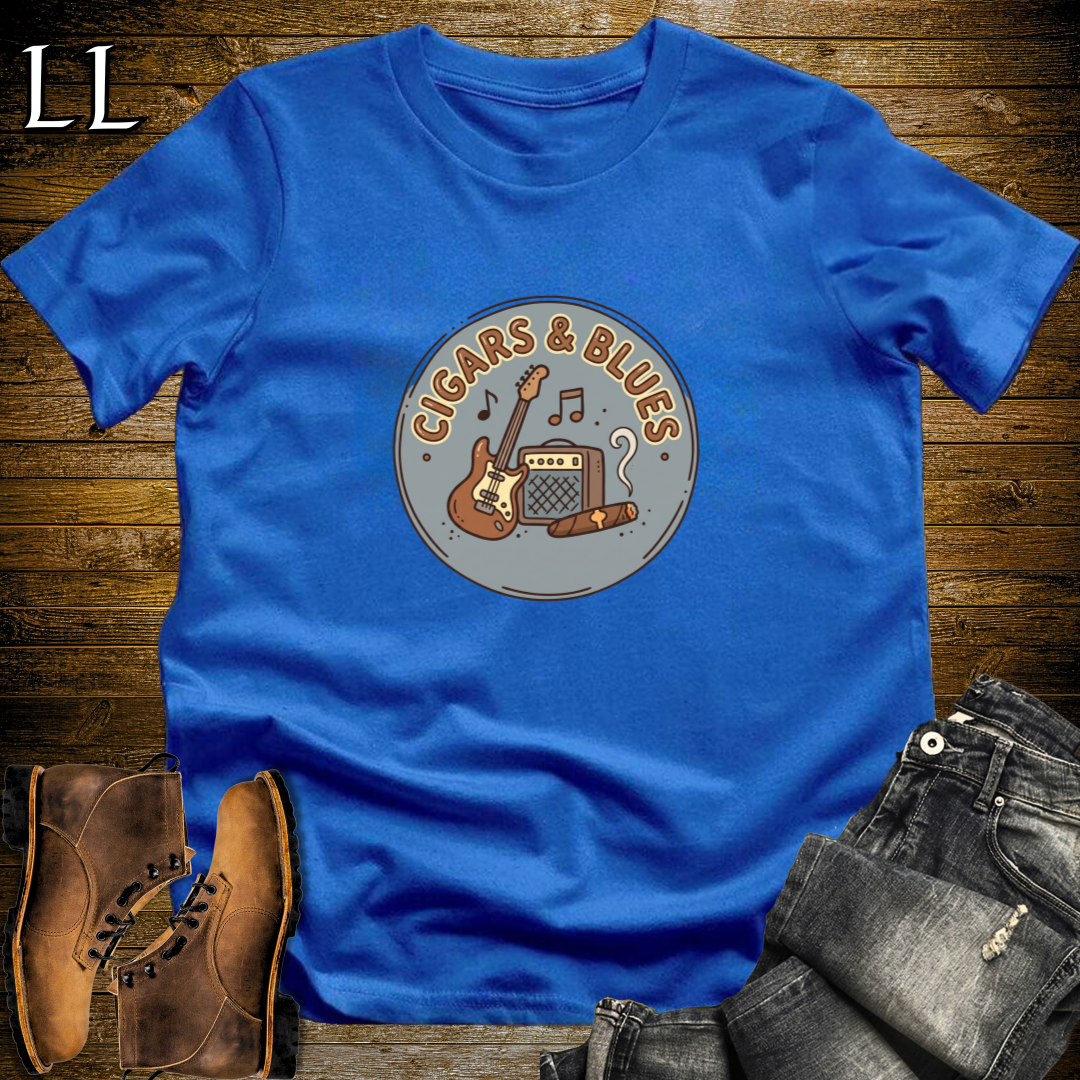 Cigars and Blues T-Shirt Royal Blue | Blues Lover Cigar Shirt