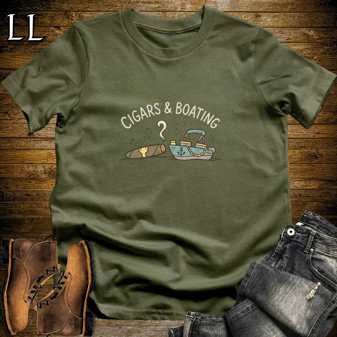 Cigars and Boating T-Shirt Military Green | Cigar Boat Owner Gift