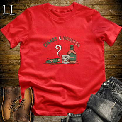 Cigars and Bourbon T-Shirt Red | Bourbon Pairing Shirt