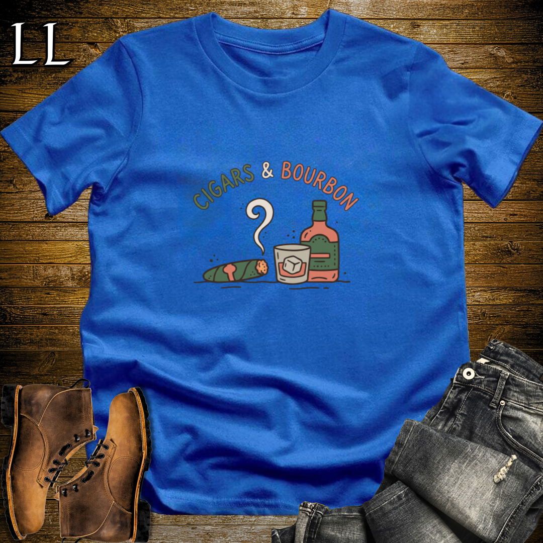 Cigars and Bourbon T-Shirt Royal Blue | Bourbon Pairing Shirt