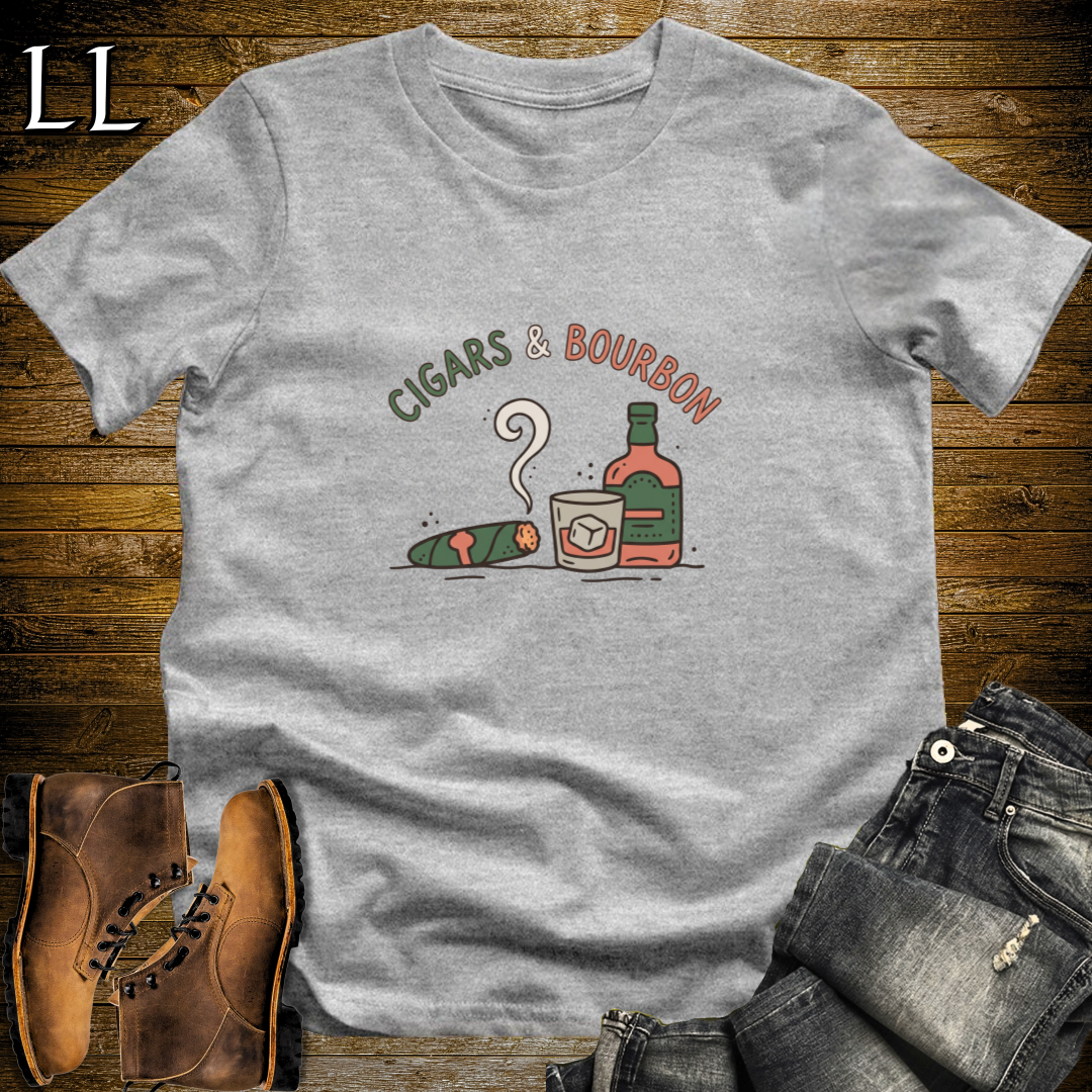 Cigars and Bourbon T-Shirt Sport Grey | Bourbon Pairing Shirt