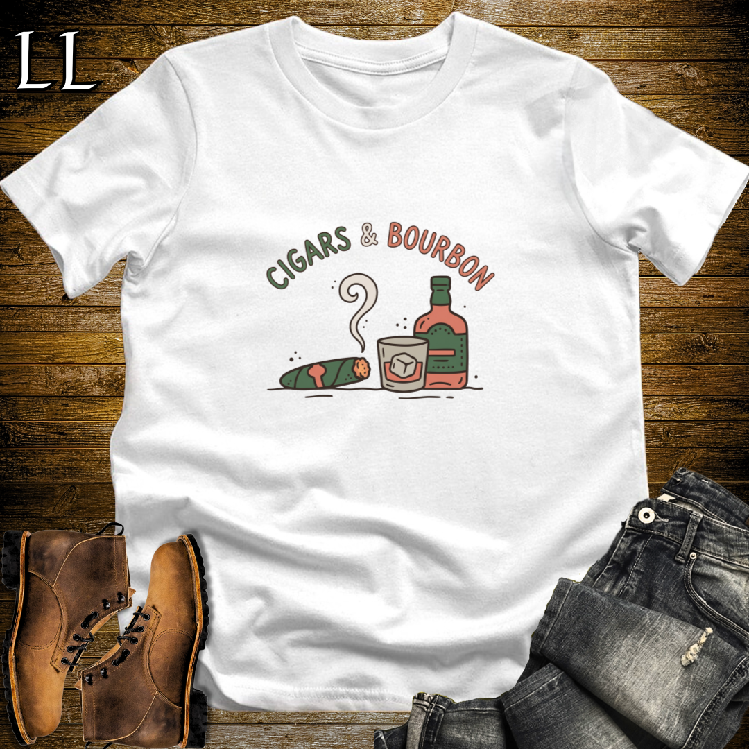 Cigars and Bourbon T-Shirt White | Bourbon Pairing Shirt