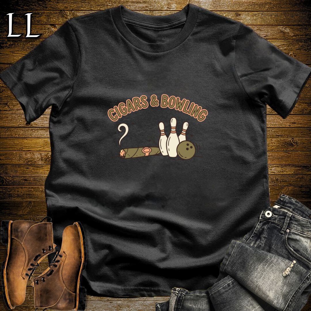 Cigars and Bowling T-Shirt Black | Cigar and Bowling League Tee