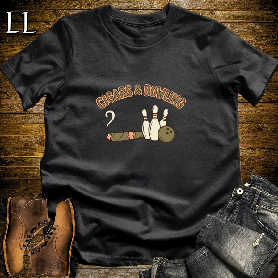 Cigars and Bowling T-Shirt Black | Cigar and Bowling League Tee