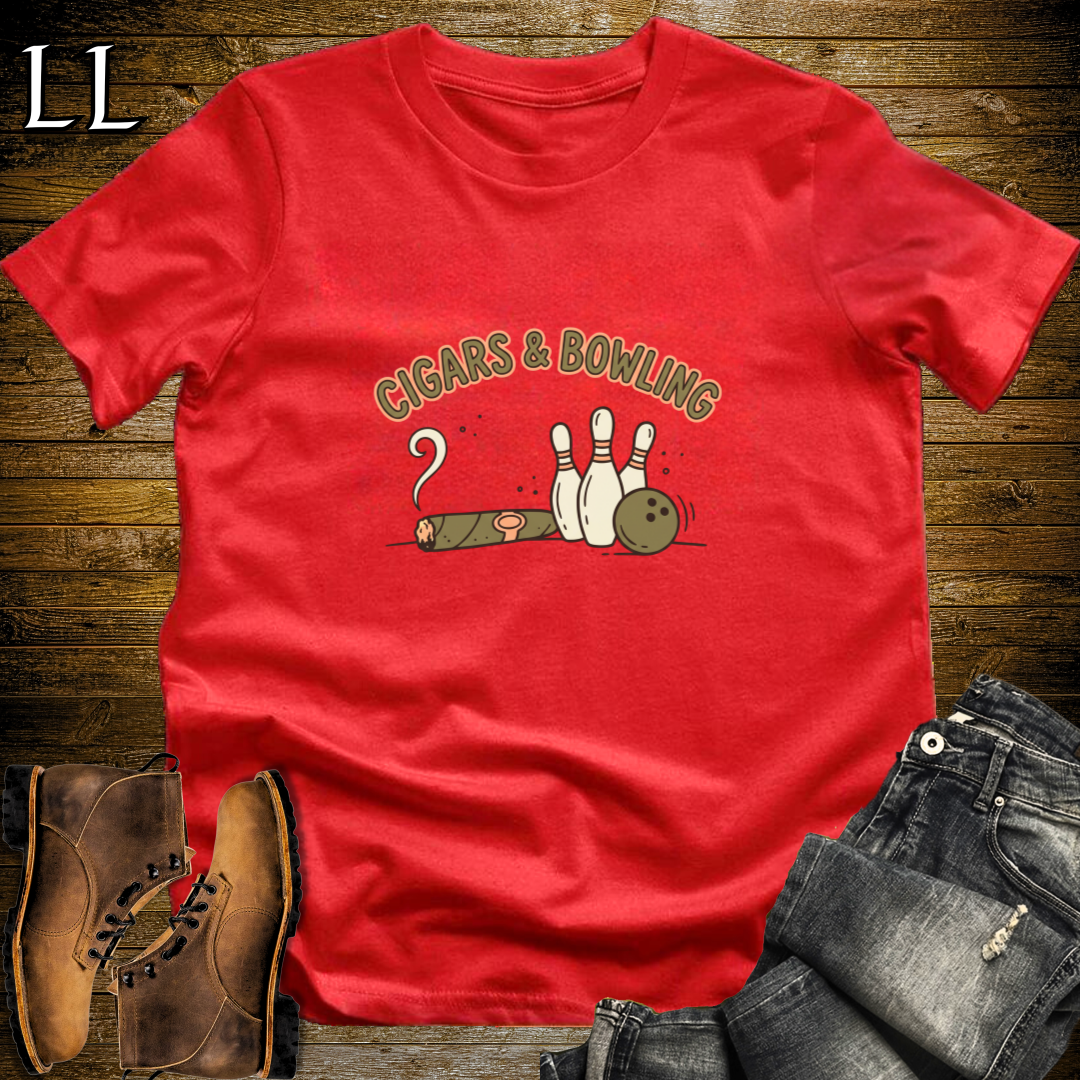 Cigars and Bowling T-Shirt Red | Cigar and Bowling League Tee