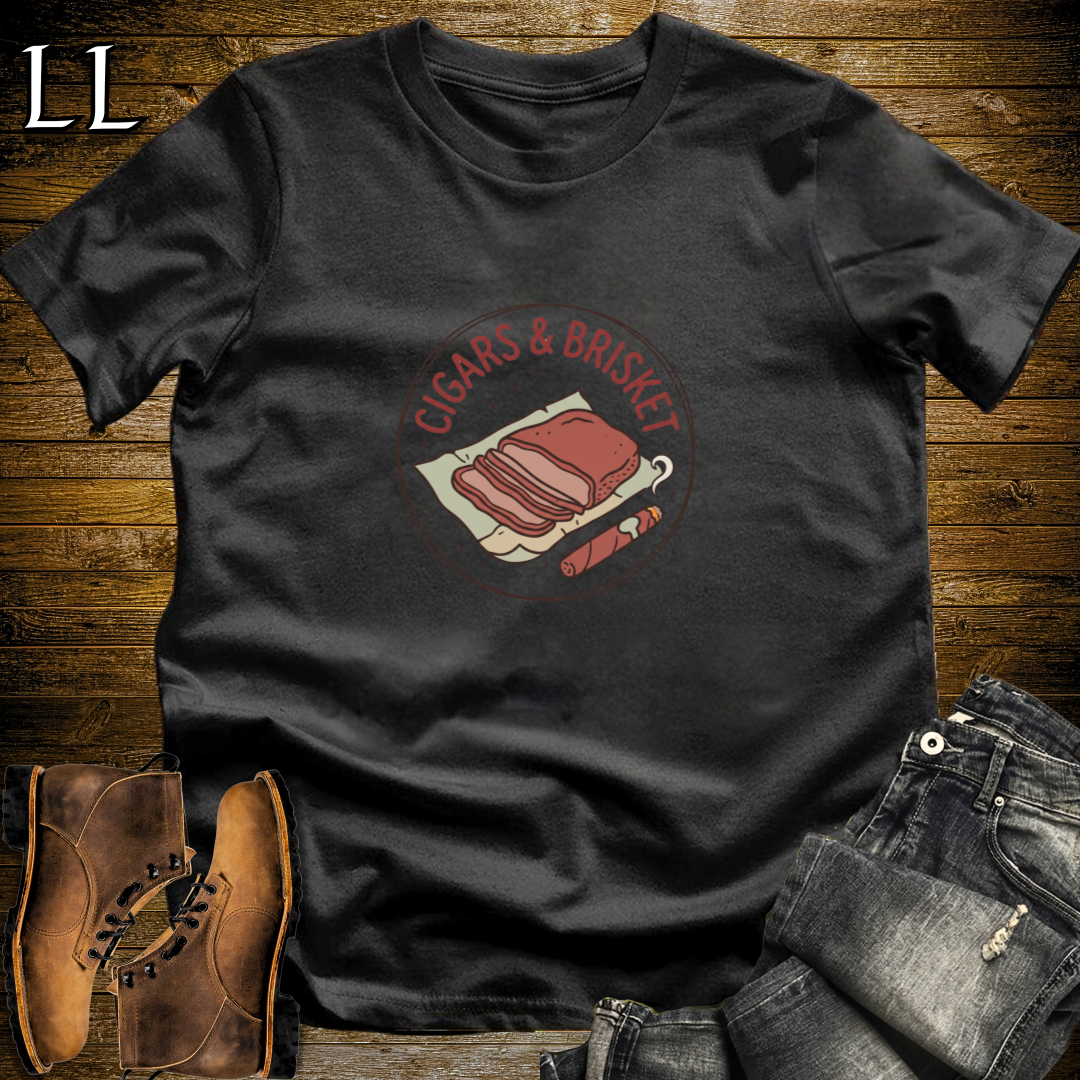 Cigars and Brisket T-Shirt Black | BBQ Cigar Pairing Gift Tee