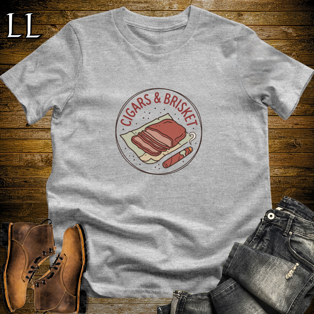 Cigars and Brisket T-Shirt Sport Grey | BBQ Cigar Pairing Gift Tee
