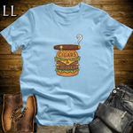 Cigars and Burgers T-Shirt Light Blue | Cigar Pairing Shirt