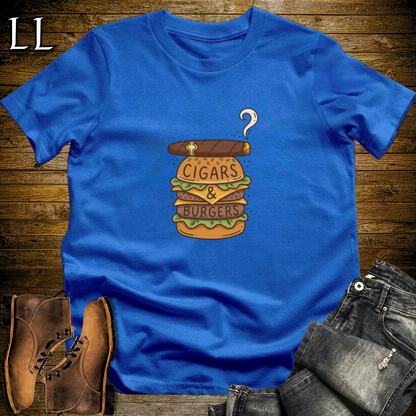 Cigars and Burgers T-Shirt Royal Blue | Cigar Pairing Shirt