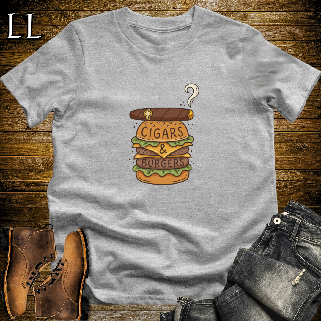 Cigars and Burgers T-Shirt Sport Grey | Cigar Pairing Shirt