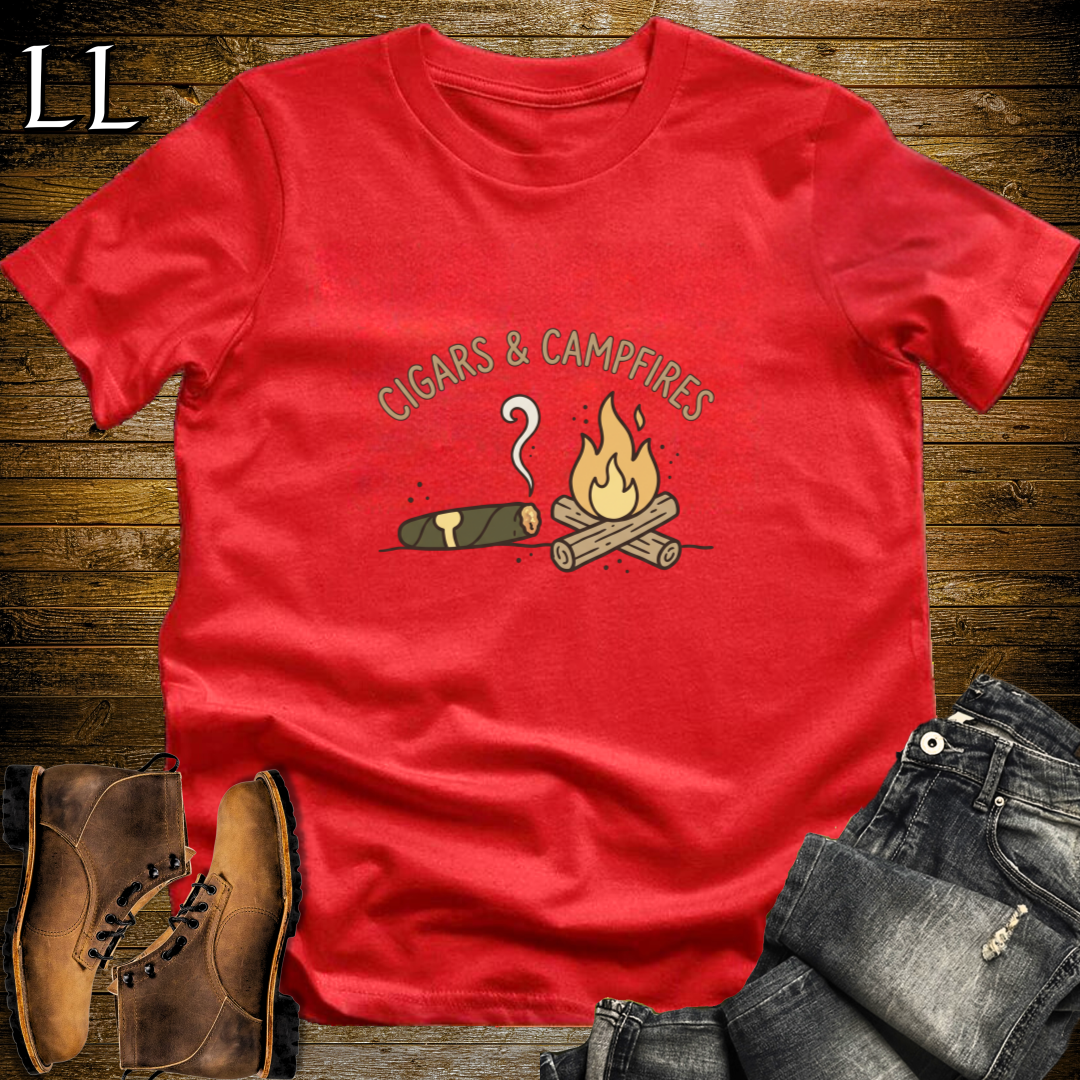 Cigars and Campfires T-Shirt Red | Cigar Lover Gift