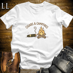 Cigars and Campfires T-Shirt White | Cigar Lover Gift