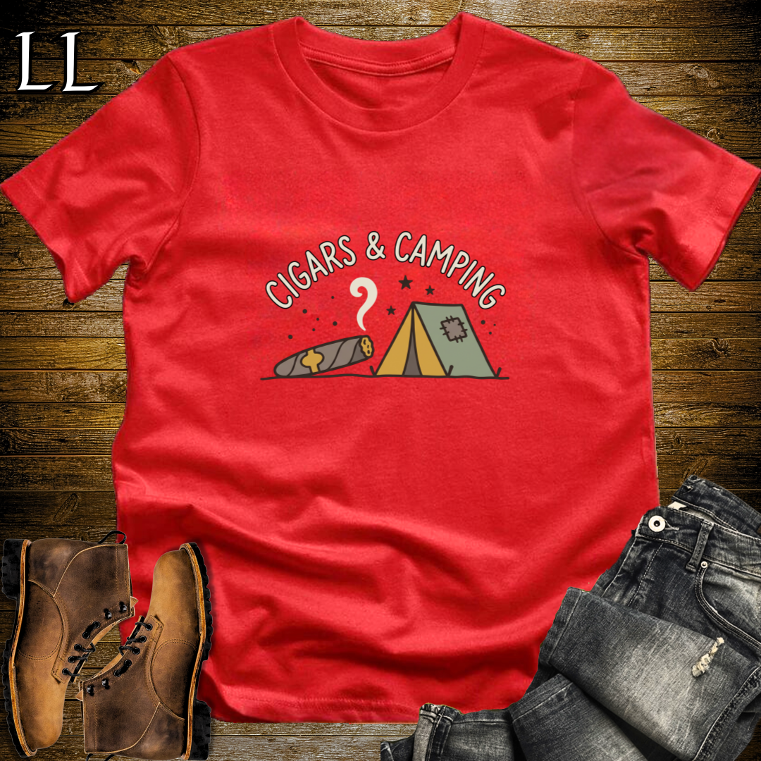 Cigars and Camping T-Shirt Red | Campfire Cigar Gift