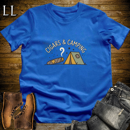 Cigars and Camping T-Shirt Royal Blue | Campfire Cigar Gift