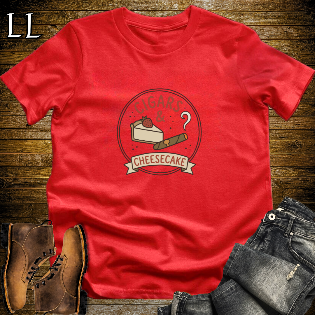 Cigars and Cheesecake T-Shirt Red | Dessert Cigar Lover Gift Tee