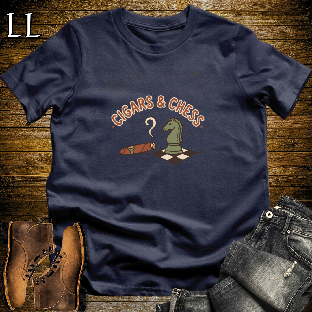 Cigars and Chess T-Shirt Navy | Cigar Lover Gift Tee