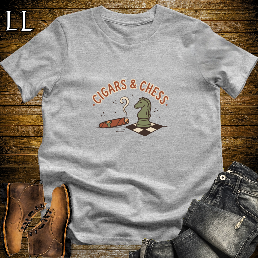 Cigars and Chess T-Shirt Sport Grey | Cigar Lover Gift Tee