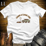 Cigars and Classic Cars T-Shirt White | Cigar Lover Car Show Gift Tee