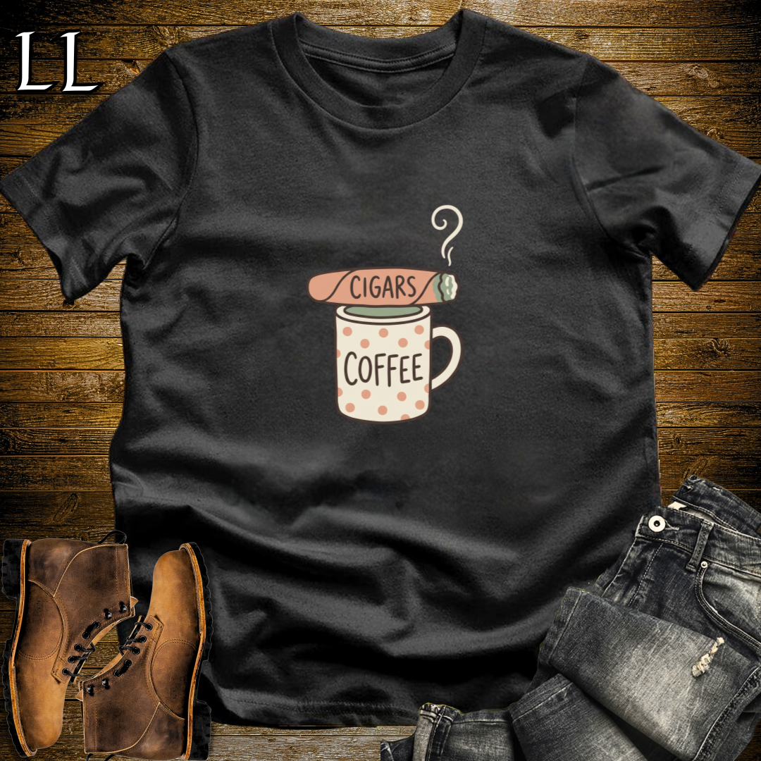 Cigars and Coffee T-Shirt Black | Cigar Coffee Pairing Tee