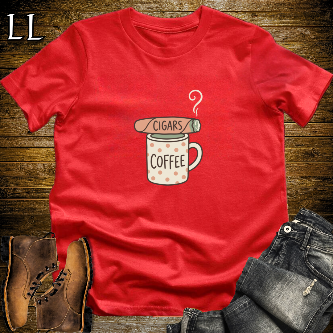 Cigars and Coffee T-Shirt Red | Cigar Coffee Pairing Tee