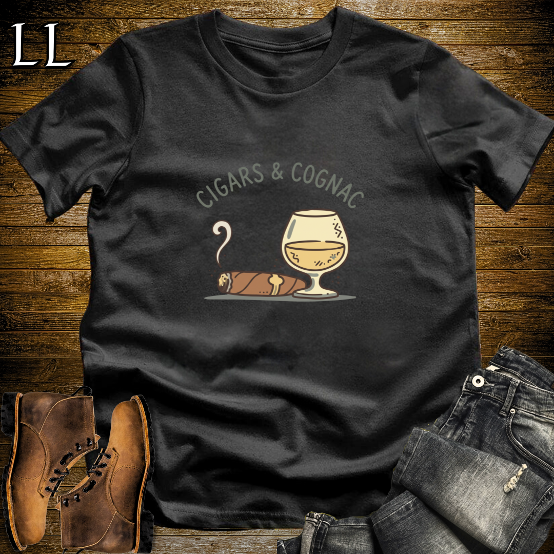 Cigars and Cognac T-Shirt Black | Cigar Pairing Gift Tee
