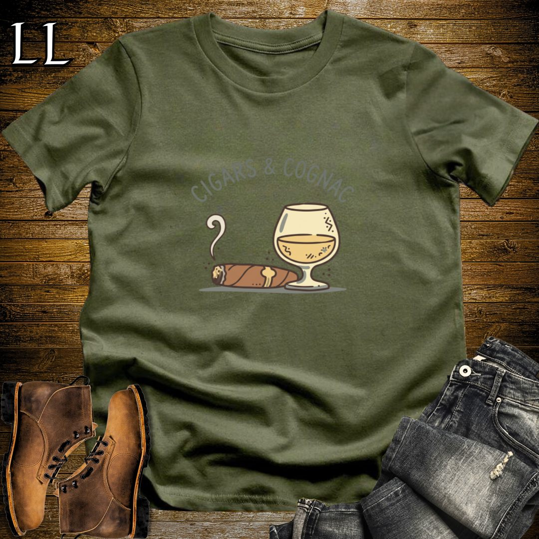 Cigars and Cognac T-Shirt Military Green | Cigar Pairing Gift Tee