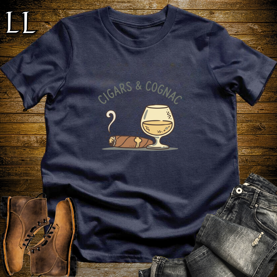 Cigars and Cognac T-Shirt Navy | Cigar Pairing Gift Tee